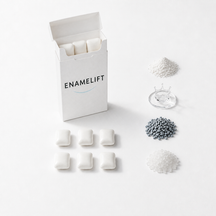 Open ENAMELIFT pack with gum pieces and the mineral actives